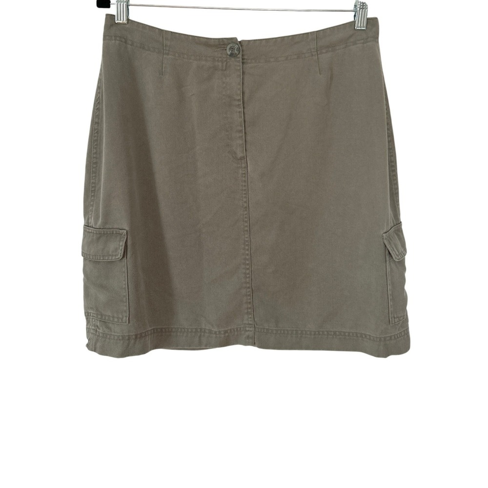 Vintage J. Jill Cargo Skirt 12 Gray 100% Tencel Lyocell Y2K 90s Minimalist Indie